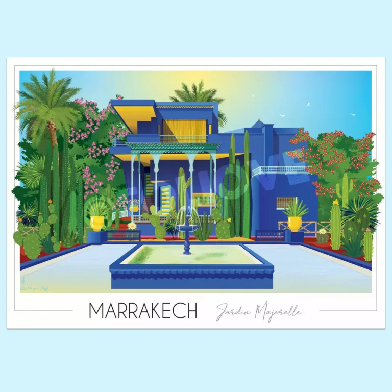 Affiche Marrakech Jardin Majorelle Foliove Foliove - Affiche Marrakech Jardin Majorelle – 50x70 cm (B2)
