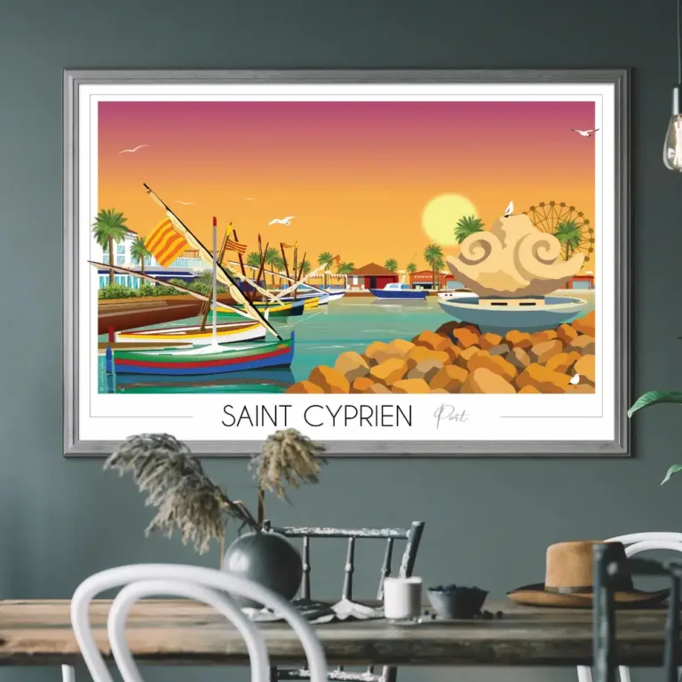 Foliove - Affiche Saint-Cyprien port – 100x140 cm (B0)