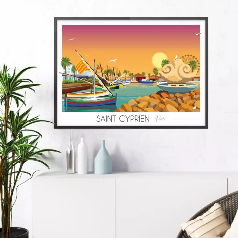 Foliove - Affiche Saint-Cyprien port – 100x140 cm (B0)