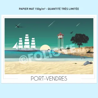 Affiche Port Vendres Voilier 50×70 cm | 150g par la marque Foliove Foliove - Affiche Port Vendres Voilier 50×70 cm | 150g