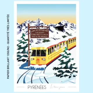 Affiche Pyrénées Train Jaune 30×42 cm | 135g par la marque Foliove Foliove - Affiche Pyrénées Train Jaune 30×42 cm | 135g
