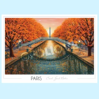 Affiche Paris Canal Saint Martin par la marque Foliove Foliove - Affiche Paris Canal Saint Martin