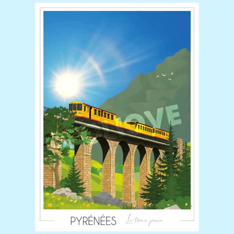 Foliove - Affiche Train Jaune - Édition limitée 50ex – B2 (50x70cm)