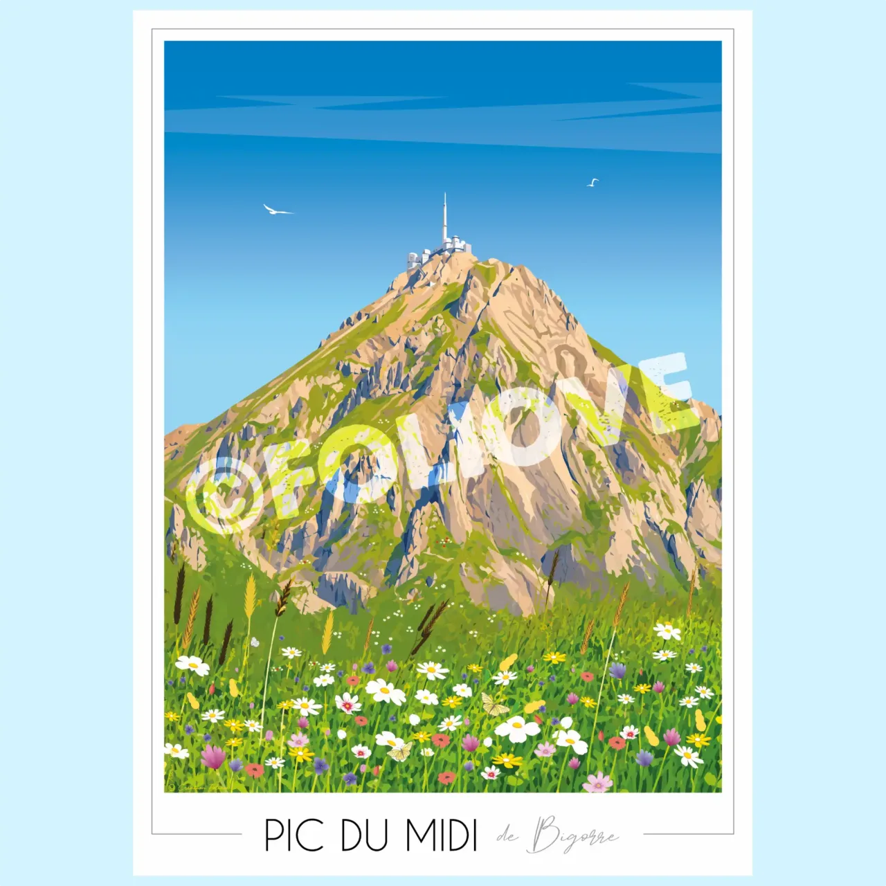 Affiche Pic du midi de Bigorre Foliove 1 Foliove - Affiche Pic du Midi de Bigorre - Été – 100x140 cm (B0)