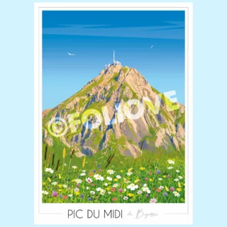 Affiche Pic du Midi de Bigorre – Été par la marque Foliove Foliove - Affiche Pic du Midi de Bigorre – Été