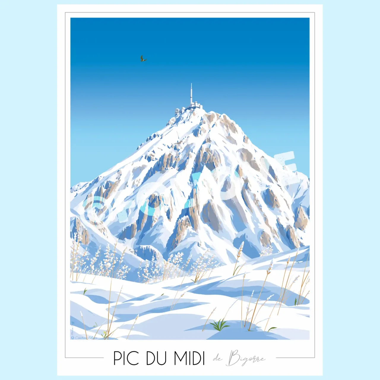 Affiche Pic du midi de Bigorre hiver Foliove 1 Foliove - Affiche Pic du Midi de Bigorre - Hiver – 100x140 cm (B0)