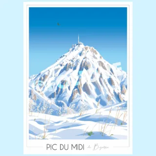 Affiche Pic du Midi de Bigorre – Hiver par la marque Foliove Foliove - Affiche Pic du Midi de Bigorre – Hiver