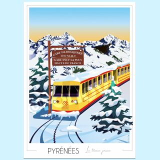 Affiche Pyrénées Train Jaune – Bolquère par la marque Foliove Foliove - Affiche Pyrénées Train Jaune – Bolquère
