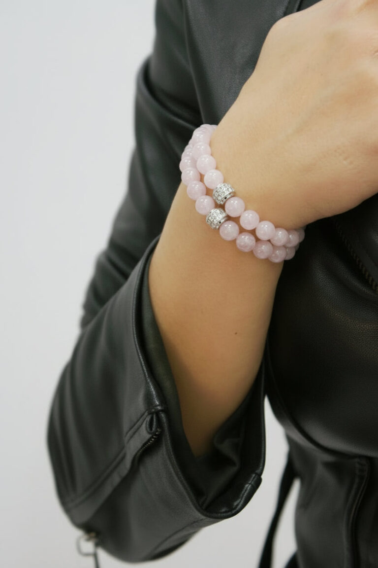 NEIJE - Bracelet Kunzite Or Blanc – XL (poignet de 19 à 21 cm)