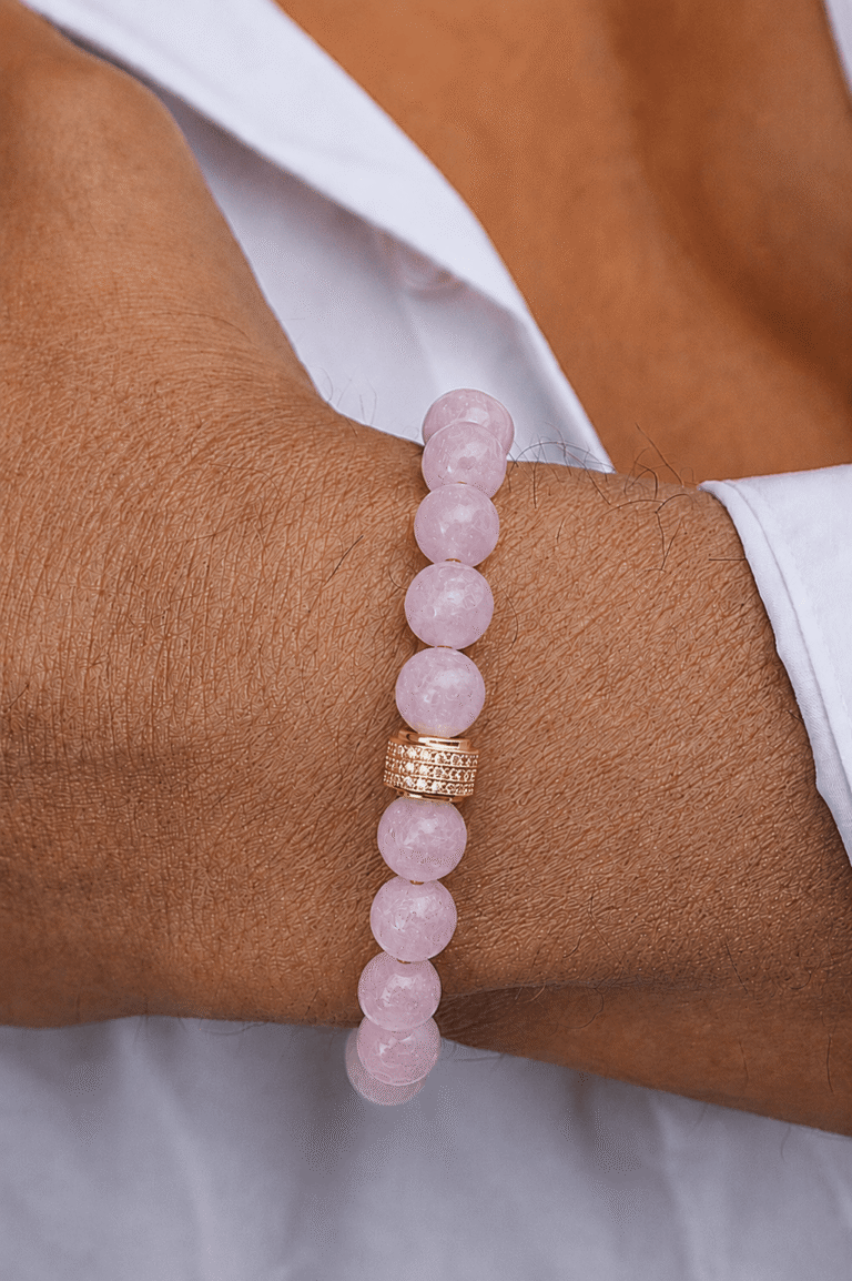 NEIJE - Bracelet Homme Kunzite Or Jaune – XL (poignet de 19 à 21 cm)