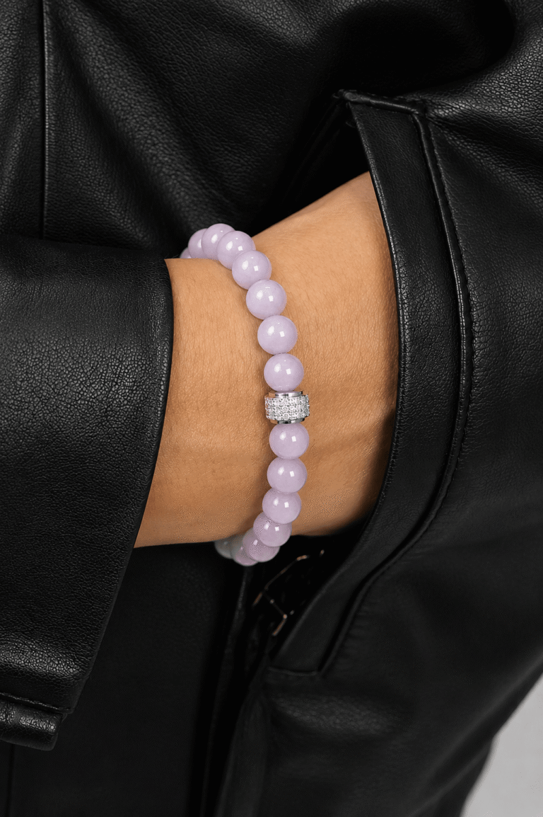 NEIJE - Bracelet Kunzite Or Blanc – XL (poignet de 19 à 21 cm)