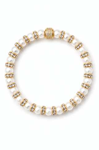 NEIJE - Bracelet Madame Bovary Perles de Culture Blanches avec Diamants