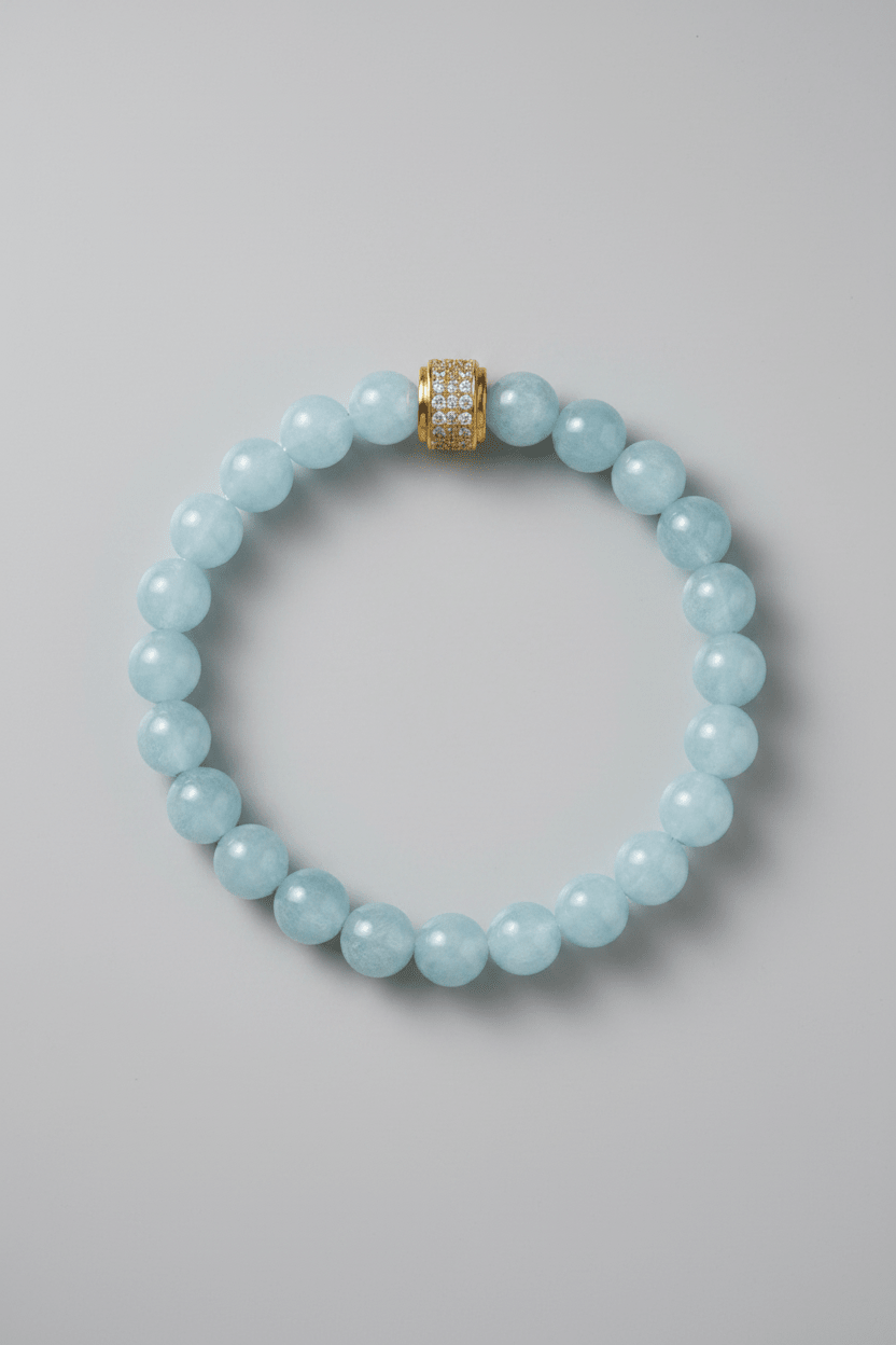 NEIJE - Bracelet Homme Aigue Marine Or Jaune – XL (poignet de 19 à 21 cm)