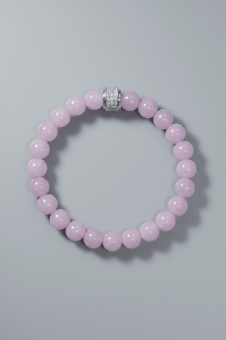 Bracelet de Kunzite NEIJE - Bracelet Homme Kunzite Or Blanc – XL (poignet de 19 à 21 cm)