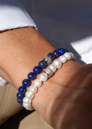 Coffret Duo de Bracelets Lapis Lazuli & Perles d’eau douce – Or Blanc par la marque NEIJE NEIJE - Coffret Duo de Bracelets Lapis Lazuli & Perles d’eau douce – Or Blanc