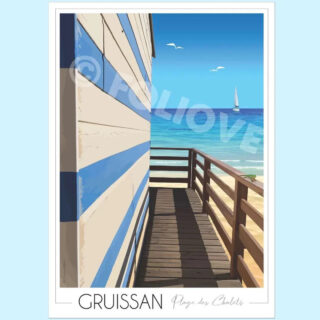 Affiche Gruissan Cabane de Plage par la marque Foliove Foliove - Affiche Gruissan Cabane de Plage