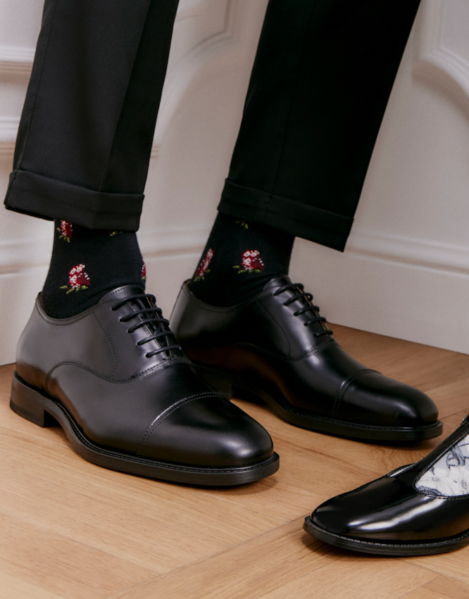 Maison Broussaud - Les chouettes - chaussettes homme - coton noir – 39/42 / NOIR
