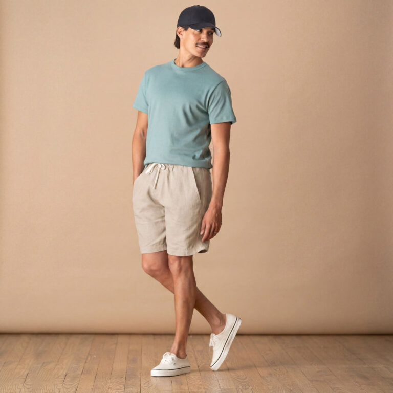 Le T-Shirt Propre - Le short 100% Lin Français - Homme – Bleu marine / XL