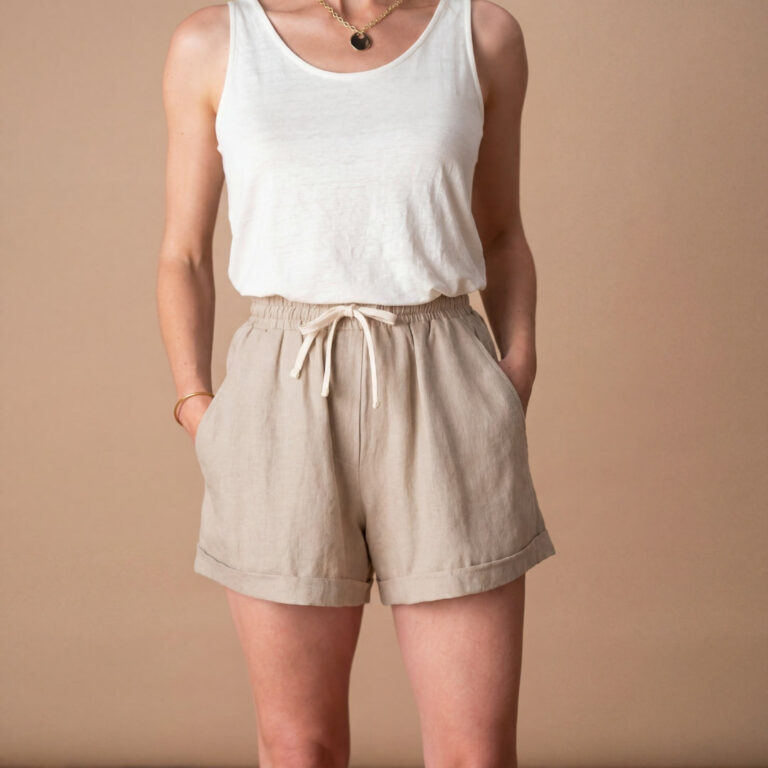 Le T-Shirt Propre - Le short 100% Lin Français - Femme – Beige / XL