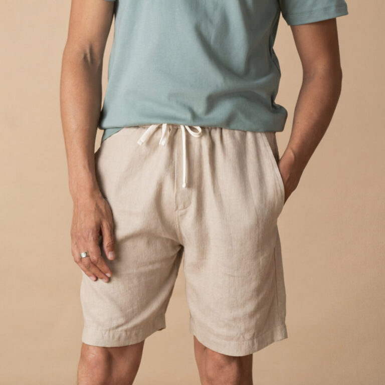 Le T-Shirt Propre - Le short 100% Lin Français - Homme – Beige / 2XL