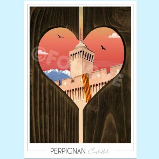 Affiche Perpignan Castillet au coucher du soleil par la marque Foliove Foliove - Affiche Perpignan Castillet au coucher du soleil