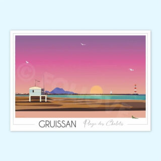 Affiche Gruissan Plage des Chalets par la marque Foliove Foliove - Affiche Gruissan Plage des Chalets