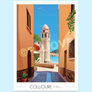 Affiche Collioure Clocher par la marque Foliove Foliove - Affiche Collioure Clocher