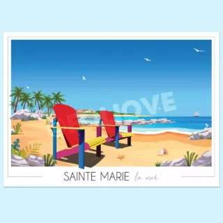 Affiche Sainte-Marie La Mer plage par la marque Foliove Foliove - Affiche Sainte-Marie La Mer plage