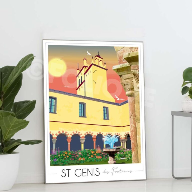 Foliove - Affiche de St Genis des Fontaines – B0 (100 x 140 cm)