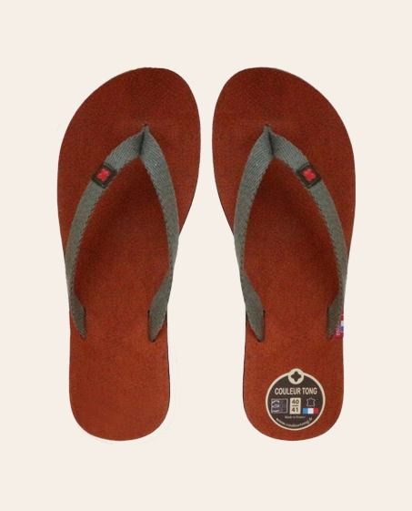 Couleur Tong - Tong Cuir Tannage Végétal TIARE Vert – 40-41