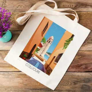 Tote Bag Collioure Clocher par la marque Foliove Foliove - Tote Bag Collioure Clocher