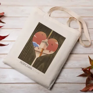 Tote Bag Perpignan Castillet au coucher du Soleil par la marque Foliove Foliove - Tote Bag Perpignan Castillet au coucher du Soleil