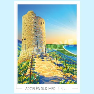 Affiche Argelès sur mer – Tour de la Massane par la marque Foliove Foliove - Affiche Argelès sur mer – Tour de la Massane