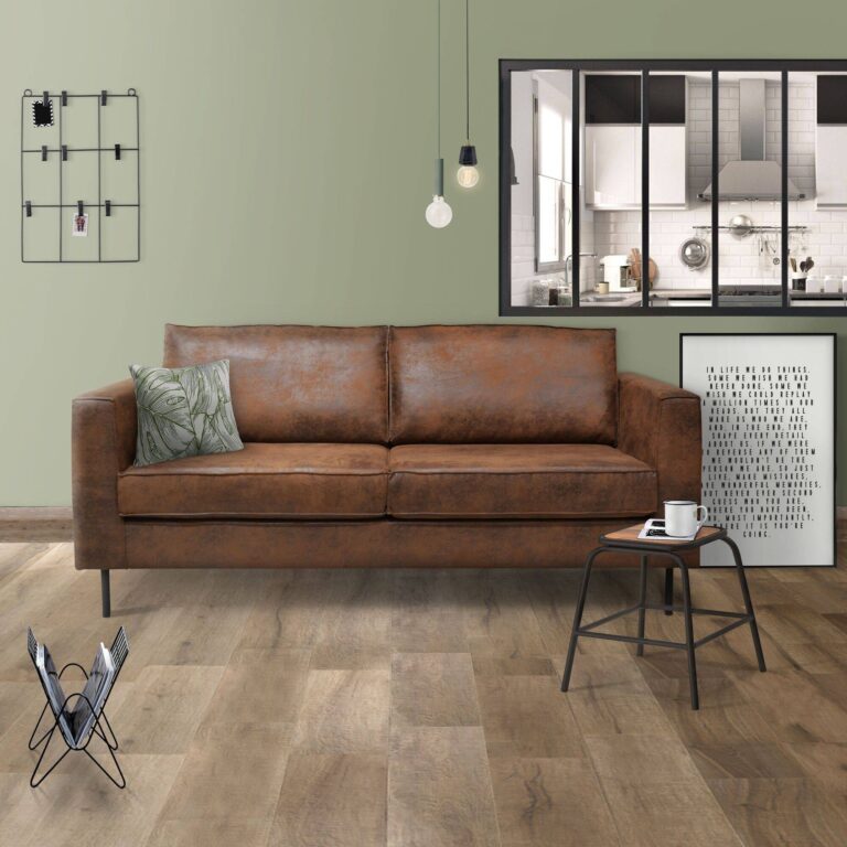 CAMIF SIGNATURE - Canapé microfibre aspect cuir vieilli Pittsburgh