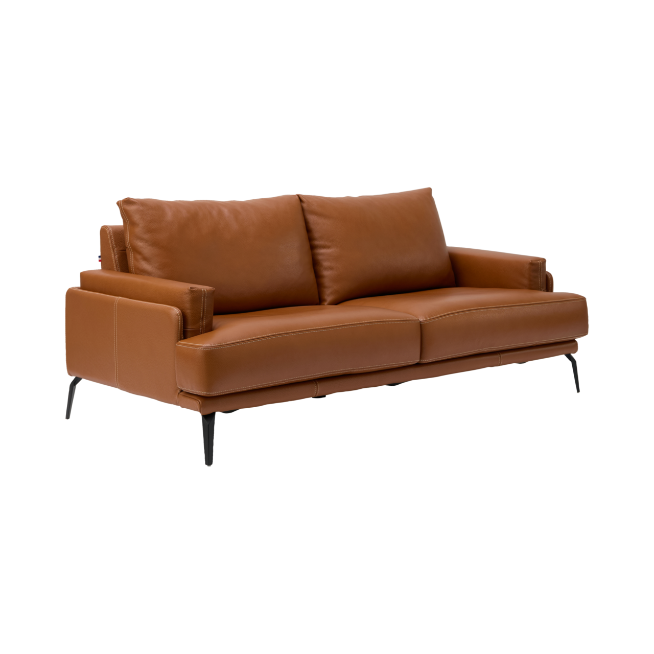 Web PNG 01 de canapes et fauteuils canapes droits 3 places n marron cuir basile camif 100384301869 CAMIF SIGNATURE - Canapé cuir Basile
