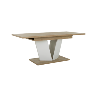 Table à manger rectangulaire extensible décor bois et blanc 8 à 10 personnes Gustave par la marque Camif Camif - Table à manger rectangulaire extensible décor bois et blanc 8 à 10 personnes Gustave