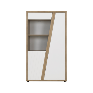 Meuble vitrine décor bois et blanc 2 portes Gustave par la marque Camif Camif - Meuble vitrine décor bois et blanc 2 portes Gustave