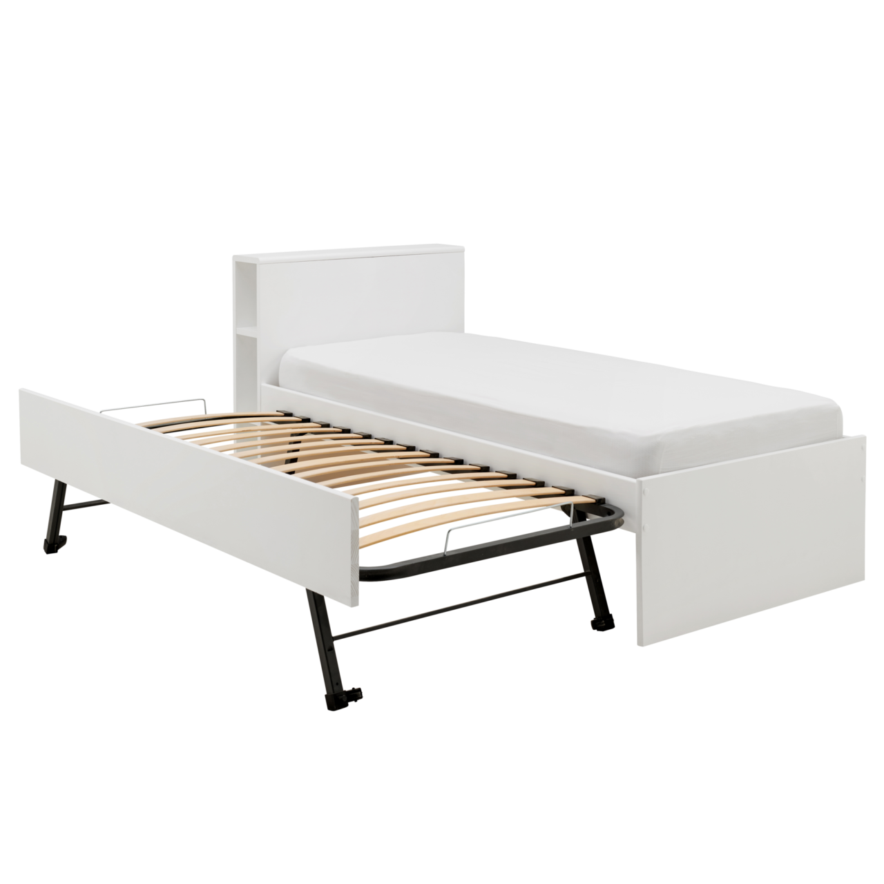Web PNG 01 de meubles enfant lits enfant blanc bois sebastian camif 100378582915 CAMILLE PAR CAMIF - Lit gigogne bois massif Sebastian