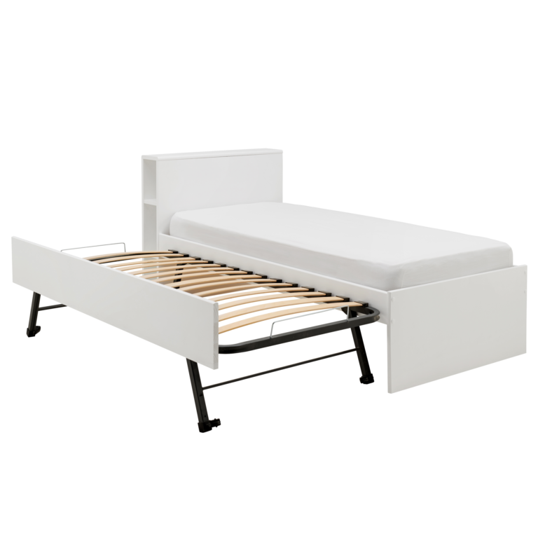 Web PNG 01 de meubles enfant lits enfant blanc bois sebastian camif 100378582915 CAMILLE PAR CAMIF - Lit gigogne bois massif Sebastian