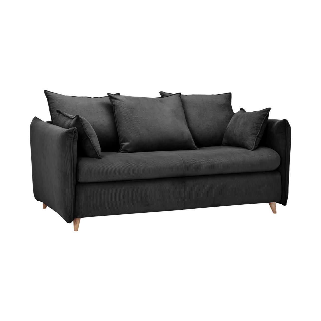 Web PNG 02 de canapes canapes convertibles 3 places gris polyester orion camif 100371362336 20240123 ESSENTIELS PAR CAMIF - Canapé convertible velours côtelé Orion