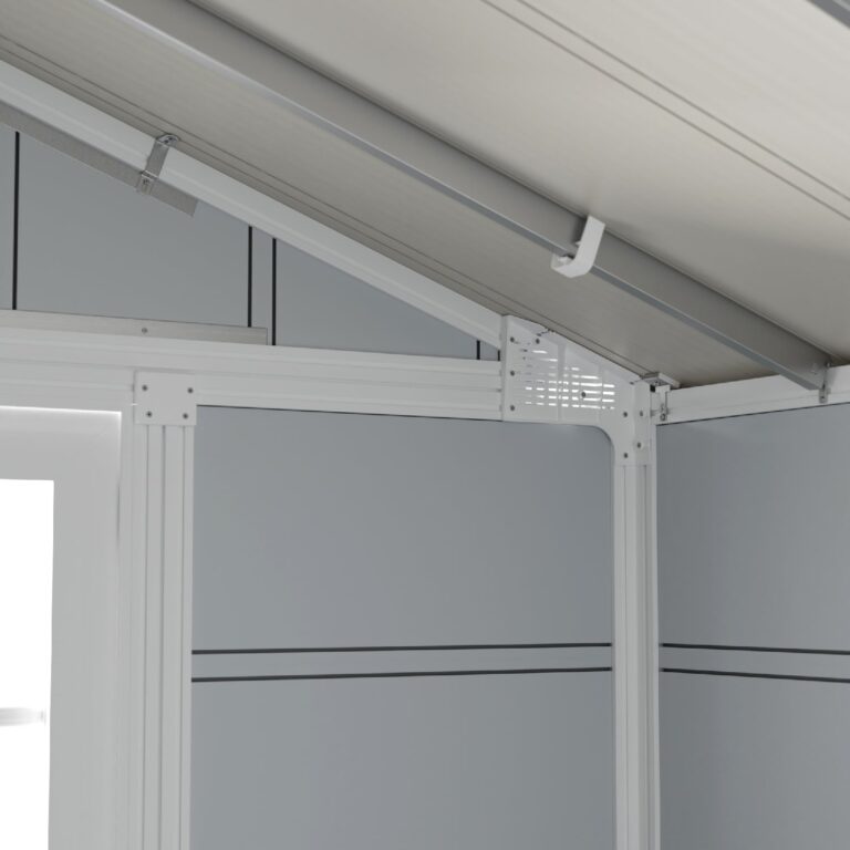 Grosfillex B2C - Abri de jardin 11 m² gris clair Déco – Blanc - gris