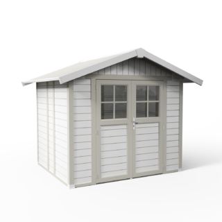Abri de jardin 4,9 m² blanc – gris_vert Déco par la marque Grosfillex Grosfillex - Abri de jardin 4,9 m² blanc – gris_vert Déco