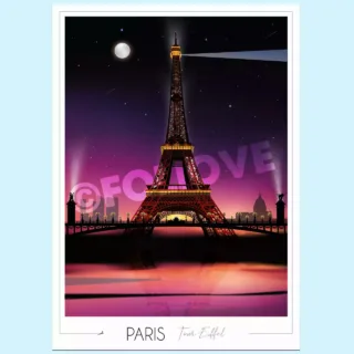 Affiche Paris Tour Eiffel – Nuit par la marque Foliove Foliove - Affiche Paris Tour Eiffel – Nuit