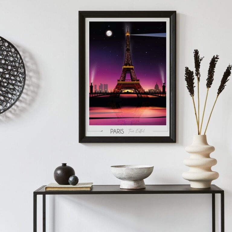 Foliove - Affiche Paris Tour Eiffel - Nuit – 50x70 cm (B2)