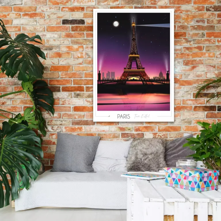 Foliove - Affiche Paris Tour Eiffel - Nuit – 50x70 cm (B2)