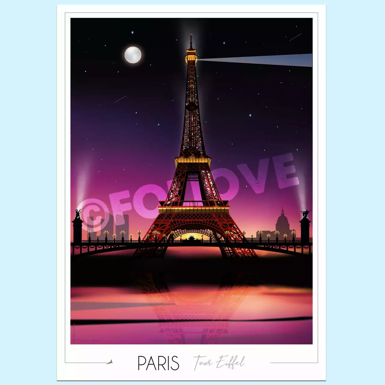 affiche Paris Tour Eiffel Nuit Foliove - Affiche Paris Tour Eiffel - Nuit – 50x70 cm (B2)