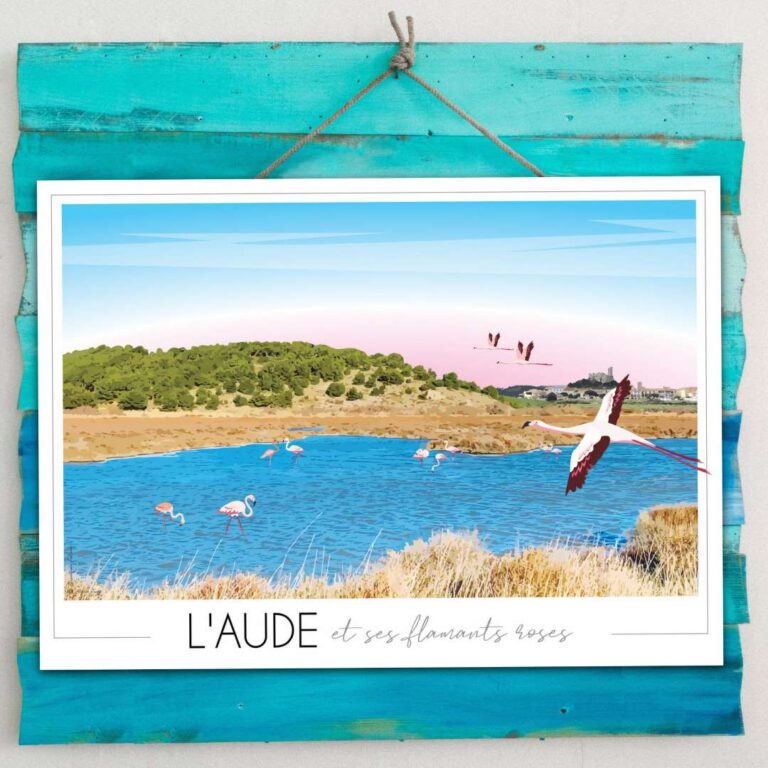 Foliove - Affiche Aude et ses flamants roses – 50x70 cm (B2)