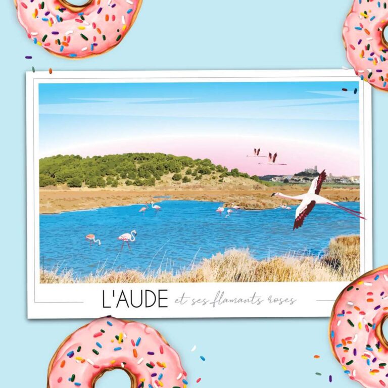 Foliove - Affiche Aude et ses flamants roses – 50x70 cm (B2)