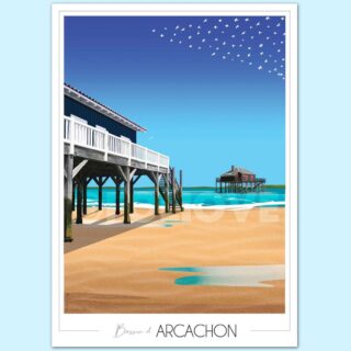 Affiche Cabanes tchanquées – Arcachon par la marque Foliove Foliove - Affiche Cabanes tchanquées – Arcachon