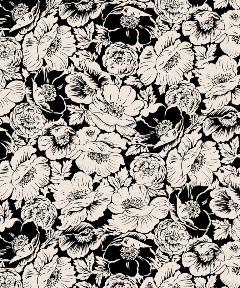 Fleurs Pois & Cie - Pyjama femme en 100% coton fait en France. - Noir/Beige